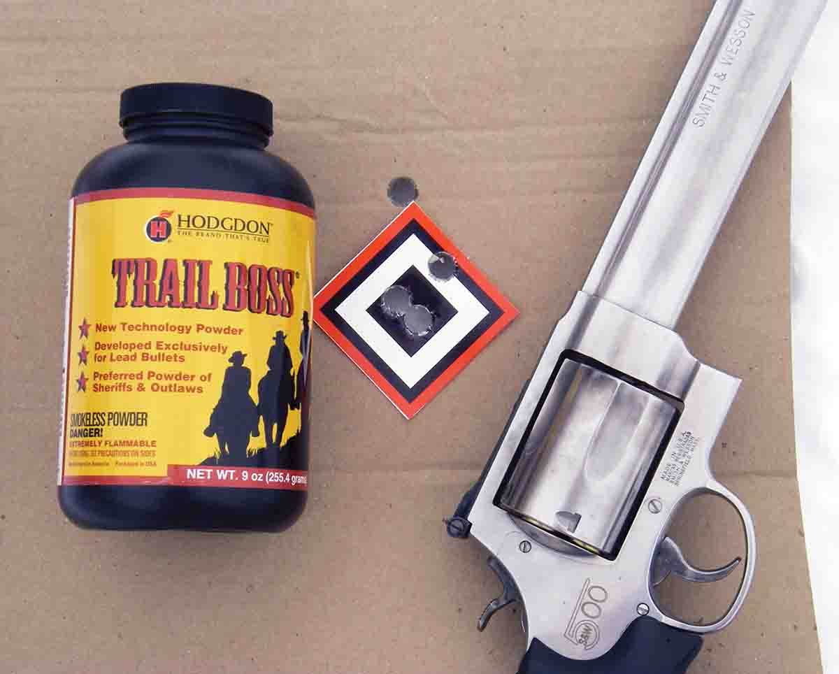 Hodgdon Trail Boss is an excellent powder for light loads and produced good accuracy.